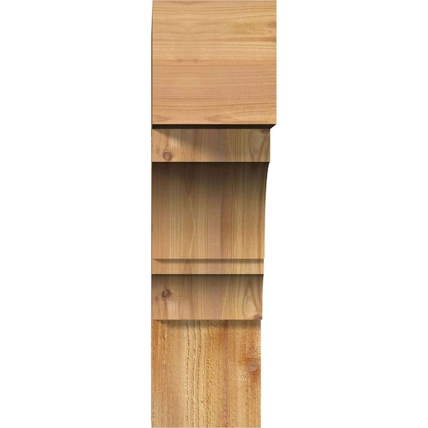 Balboa Block Rough Sawn Bracket, Western Red Cedar, 6W X 22D X 22H